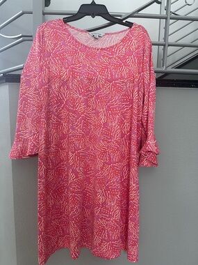 la mer luxe XL Pink & Coral Printed Shift Dress